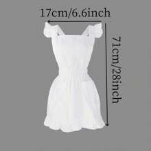 1pc Retro Style Long Apron With Ruffle Hem, Cute White Kitchen/Restaurant Apron For Women/Girls/Waitress/Cosplay Costume - White Ruffles - View 3