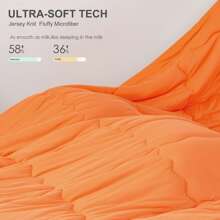 Nice Reversible Ultra-Soft Bedding Comforter Set - Jersey Knit T-Shirt Feeling - Cute Fluffy Lightweight Bedding Down Blanket Quilt With Pillowsham For Man Women Girl All Season Use - Twin / TWIN XL FULL QUEEN KING CAL KING Size - Rose Pink Purple Blue White Grey Blue Yellow Olive Emerald Green - 橘色 - 查看 4