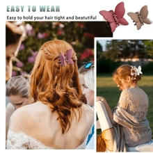 4个大号哑光绿/粉色蝴蝶爪发夹，适合打造时尚马尾辫或凌乱发髻，是女士美发工具、美容配件、卷发配饰的理想之选。适合秋季、旅行等场合。 - 彩色 - 查看 3