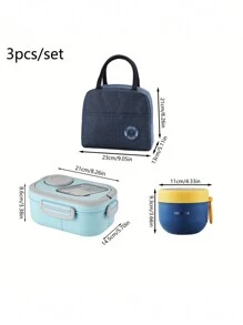 Set de 3 piezas de cubiertos portátiles para almuerzo, caja Bento de material PP que se puede calentar en microondas, adecuado para almuerzos en el trabajo y la escuela