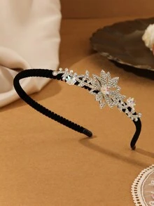 1pc Simple Side Headband Hair Accessories, Decorated With Alloy And Rhinestones, Suitable For Women In Parties And Daily Wear - Gold - View 2