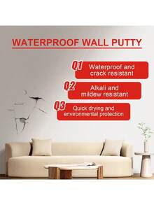 1 件（100g/300g）现代风格白色墙面修补膏，用于污渍覆盖和墙面绘画，防潮、防霉、防涂鸦，家庭使用 - 白色 - 查看 6