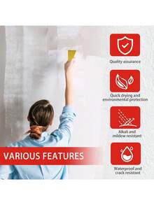 1 件（100g/300g）现代风格白色墙面修补膏，用于污渍覆盖和墙面绘画，防潮、防霉、防涂鸦，家庭使用 - 白色 - 查看 7