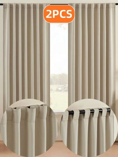 Cortinas opacas de 2 paneles, cortinas para exteriores/interiores, cortinas para oscurecer la habitación, cortinas con aislamiento térmico, cortinas de mezcla de poliéster de estilo moderno y sólido para dormitorio, sala de estar y balcón, fáciles de colgar