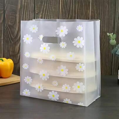 Value Pack Of 50 Reusable Daisy Patterned Bags For Candy, Store Transparent Cookie Packaging, Birthday Party Supplies, Christmas & New Year Gift Bags, Wedding Gift Bags, Fruit Takeout Bags