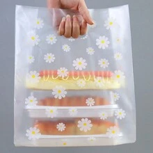50 Pack wiederverwendbare Tüten mit Gänseblümchen Muster für Süßigkeiten, transparente Keksverpackung, Geburtstagsparty Zubehör, Weihnachts- und Neujahrgeschenktüten, Hochzeitsgeschenktüten, Obstabholverpackung