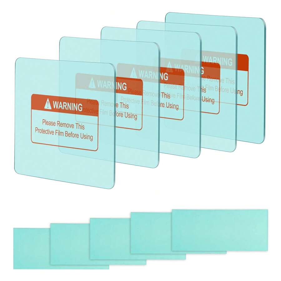 TRQWH焊接頭盔更換鏡片外部保護鏡片濾鏡套清晰外罩鏡片，適用於真正顏色自動變暗焊接頭盔5個外部（4.5" X 3.5"），5個內部（4.1" X2.1"） - 綠色 - 查看 1