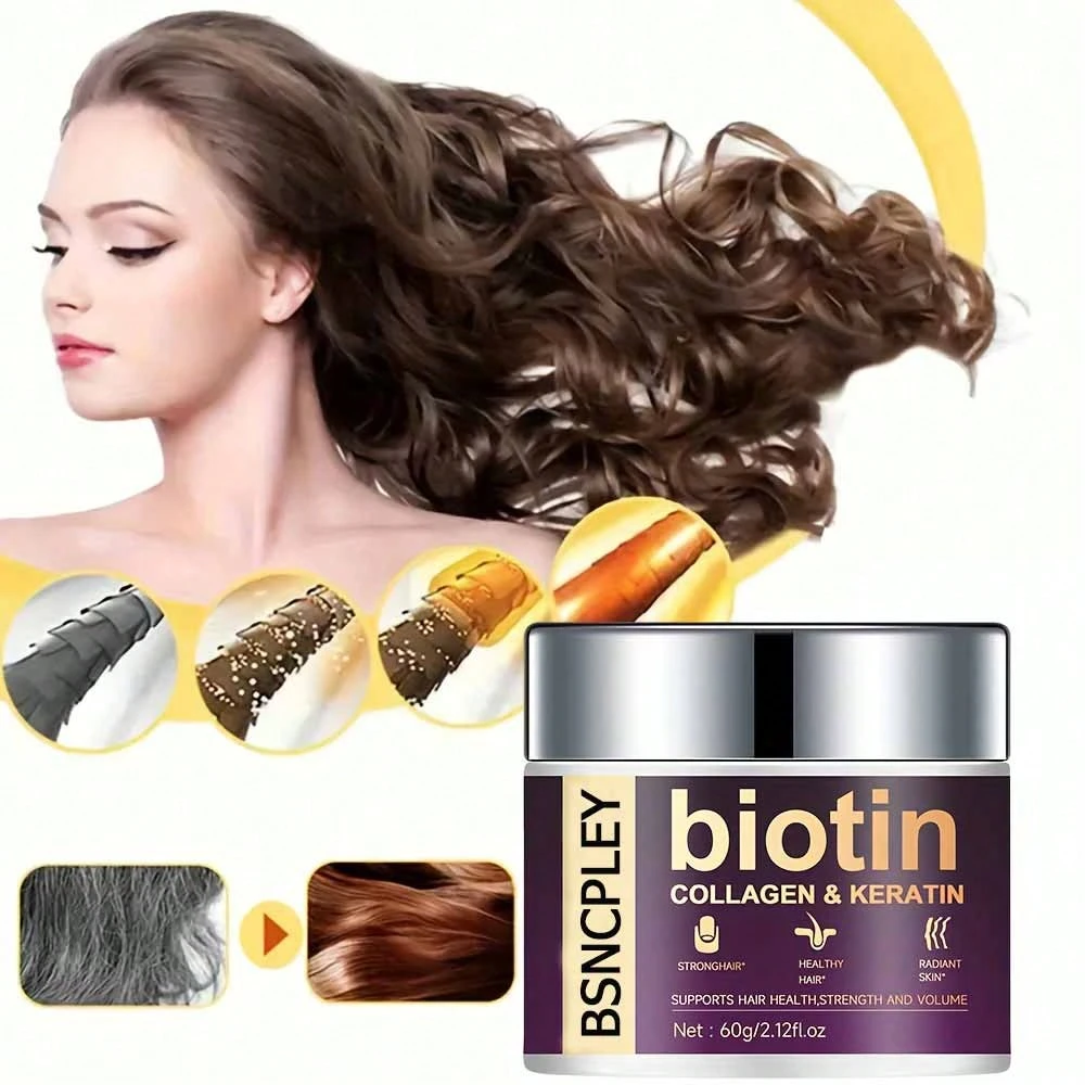 護髮面膜-針對乾燥受損頭髮的深層潤澤蛋白質產品-為卷曲，漂染或毛躁頭髮提供養分豐富的潤膚產品 - 60g - 查看 1