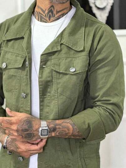 Jaqueta Masculina Verde Militar - Outono Inverno 2026