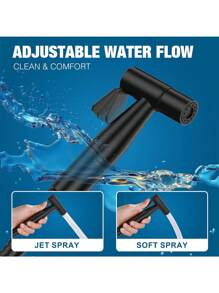 Douchette à main pour toilette - Jet de pulvérisation en acier inoxydable pour couches en tissu, contrôle de la pression d'eau réglable avec tuyaux de pulvérisation de bidet, douchette de toilette pour bébé/hygiène féminine Accessoires de salle de bain Outils de salle de bain - Ensemble de 3 pièces - Voir 4