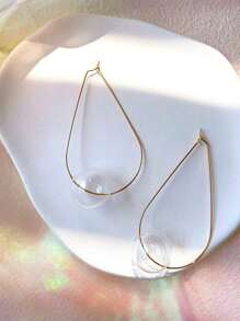 1 par de aretes originales hechos a mano de vidrio soplado hueco con bola y gota de agua de acero inoxidable y colores variados de joyería para mujer - forma de gota de agua - Ver 7