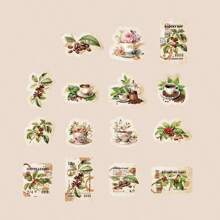 30Pcs/Pack Vintage Coffee Theme Stickers Decor Journaling Phone Case Aesthetic Collage Card Material Personalized Hand Account Journaling Labels - 1 box - View 12
