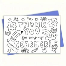 1pc Teacher Appreciation Card, Patterned Thank You Card For Teacher Appreciation Gift, Teacher Appreciation Week Card, Graduation Thank You Gift For Teacher-Small Business Supplies, Thank You Card, Birthday Gift, Greeting Card, Unusual Things, Gift Card - Blue - View 5