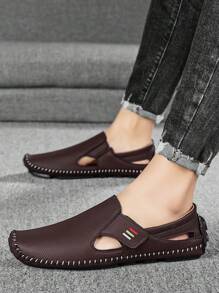 Men's Hollow Buckle Breathable Loafers, Casual Walking Shoes And Driving Shoes