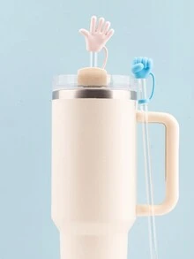 4Pcs Rock Paper Scissors Game Straw Cover Cap For  Cup, 10mm Reusable Cute Pink Drinking Straw Topper Accessories, Portable Protector Plugs Decorations Gifts For Party Favors - Multicolor - View 5