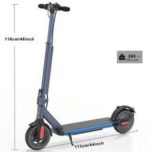 Electric Scooter, 350W Motor, 20 Miles Range Mph, 9" Solid Tires Electric Scooter Adults, Foldable Commuting E Scooter With Cruise Control, Dual Braking System & Shock Absorption - 藍色 - 查看 6