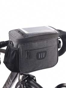 Adjustable Bike Handlebar Bag With Phone Pocket, Large Bicycle Front Storage Pouch With Zipper, With Shoulder Strap, Bicycle Bag For Mountain Bike And Road Bike Bicycle Accessories Lightweight Waterproof For Exercise Cycling Sport Outdoor Camping Travel Trip Summer Essentials For Men Women Student SchoolBike Frame Riding Bag Water Bag Rucksack For Cycling Exercise Outdoor Gym Sport Waterproof Lightweight Large Capacity Portable Accessories - Grey - View 9