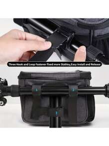 Adjustable Bike Handlebar Bag With Phone Pocket, Large Bicycle Front Storage Pouch With Zipper, With Shoulder Strap, Bicycle Bag For Mountain Bike And Road Bike Bicycle Accessories Lightweight Waterproof For Exercise Cycling Sport Outdoor Camping Travel Trip Summer Essentials For Men Women Student SchoolBike Frame Riding Bag Water Bag Rucksack For Cycling Exercise Outdoor Gym Sport Waterproof Lightweight Large Capacity Portable Accessories - Grey - View 7