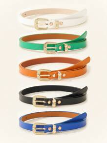 5pcs Elegant Gold Buckle Women's Dress Belt, Versatile & Practical For Everyday Wear