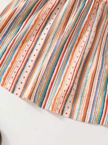 Conjunto de 3 piezas Vestido informal sin mangas de cuello cuadrado para niña bebé