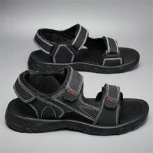 Men's All Season Sandals, Casual Outdoor Indoor Beach Slippers, Non-Slip Sole, Breathable Soft Adjustable Hook And Loop Strap