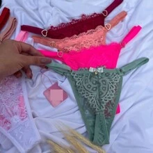 Kit 4 Tanga Fio dental Rendada calcinhas Sensual com regulagem paixão - Multicolorido - Visão 8