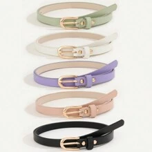 5 piezas Cinturón de vestir elegante para mujer con hebilla dorada, accesorio versátil y práctico para uso diario - Multicolor - Ver 12