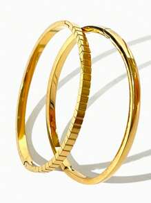 1 Pièce Bracelet Pour Femme En Acier Inoxydable, Couleur Unie, Anti-fading, Simple, Personnalisé, Empilable, Haut De Gamme Et À La Mode