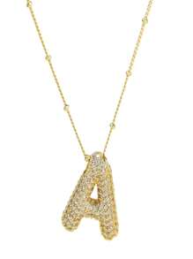 1個時尚氣泡啟發的立體氧化鋯氣球和字母吊墜，豐滿的26個字母頸鏈適用於女性 - XT-394 - 查看 8