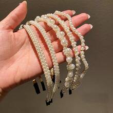 5pcs Elegant Faux Pearl Headbands, Fashion Daily Hair Hoops, Stylish Hair Bands For Women, Chic And Sophisticated Hair Accessories - White - View 6