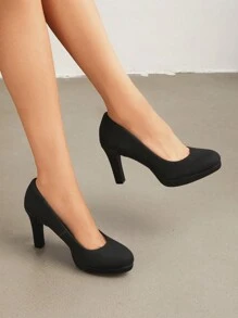 Women's Close Toe Low Heels Platform Pump Comfortable Office Work Dress Shoes For Women - 黑色 - 查看 3