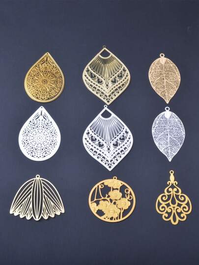 6 قطع من سلاسل تعليقات الأقراط الرقيقة النحاسية المصنوعة من الذهب والفضة على شكل قطرات الماء، والمروحة، والأوراق، وزهر البرقوق، لتصنيع المجوهرات وإضافاتها، هدية للسيدات.