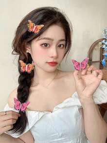 2入組日常休閒蝴蝶造型合金髮夾-1對 - 彩色 - 查看 8