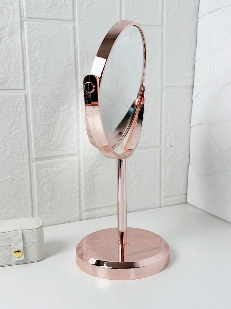 1 pieza Espejo de mesa de doble cara con revestimiento estilo europeo, espejo de princesa grande, maquillaje, barato, decoración de habitación, tocador, viaje, dormitorio, accesorios de maquillaje, espejo, espejo de tocador, barato, relleno de calcetines, maquillaje, herramientas de maquillaje, cosas baratas, regalos, regalos para mujeres, regalos de Navidad, sorteos, viaje, cosas baratas, artículos esenciales de viaje - Oro rosa - Añade 4