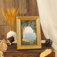 1pc 5 Inch European Style Luxurious Gold-Stamped Retro Photo Frame With Stand - Display Your Beautiful Photos Home Decor - Gold - View 9