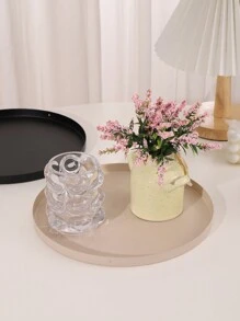 1件/2件米色圆形铁托盘，简约储物圆盘，厨房餐桌顶部储物托盘，钥匙手表珠宝收纳盘，家居装饰，花盆托盘，烛台 - 米色 - 查看 2