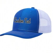 GINPAI Tên & Văn Bản Tùy Chỉnh Mũ Trucker Thêu Cho Nam Nữ Mũ Lưới Snapback Có Thể Điều Chỉnh Tuyệt Vời Cho Mũ Bóng Chày Ngoài Trời - màu xanh trắng - Xem 3