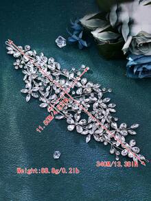 1入鑲有閃亮鑽石的手工豪華婚禮派對發飾，適用於女性時尚頭飾 - 銀色 - 查看 5
