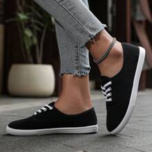 Frauen Leinwand Sportschuhe-Paarschuhe, Atmungsaktive runde Zehe-Schnür-Casual Schuhe, Frühling, Sommer, Herbst, einfarbige Modische Sneakers. Erhältlich in Weiß, Schwarz, Blau, Pink, Schwarz und Weiß, Orange, Grün, Gelb, Beige, Khaki, Dunkelkhaki und Braun.