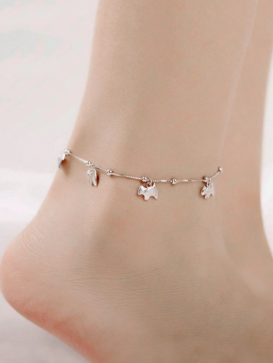 1入優雅簡約925銀腳鍊，適合女性日常配戴，紀念日禮物珠寶 - 銀色 - 查看 1