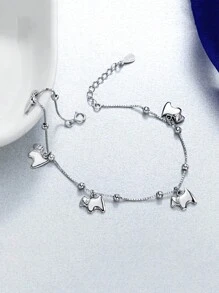 1入優雅簡約925銀腳鍊，適合女性日常配戴，紀念日禮物珠寶 - 銀色 - 查看 2