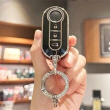 Key Fob Cover With Keyring Keychain Lanyard For Fiat 500 500L Brava Bravo Doblo Ducato Fiorino Punto Panda Palio Stilo Lancia,3 Buttons TPU Flip Key Fob Protective Cover Car Key Cover Case Car Accessories Bag Charm Backpack For School
