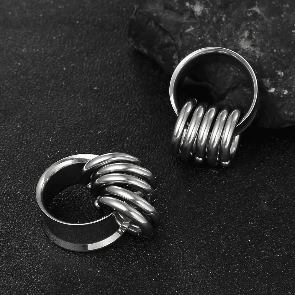 COOEAR Doppelt Ausgestellte Ohrtunnel Mit Schädel Design - Edelstahl Expander