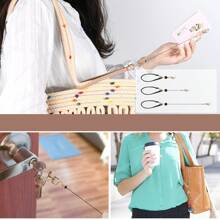 1Pc Retractable Short Hanging Rope Anti-Loss Casual Keychain, Suitable For Outdoor Use, Minimalist Fashion Women'S Bag Pendant, Bag Accessories, Card Package Accessories Teacher Lanyards - Beige - View 2