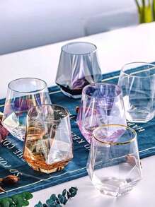 1 PC 300ml Hexagonal Glass Creative Dazzling Transparent Home Water Glass Cup - Clear - View 1