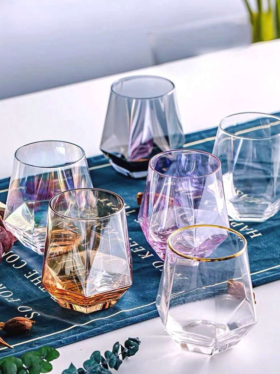 1 PC 300ml Hexagonal Glass Creative Dazzling Transparent Home Water Glass Cup - Clear - View 1