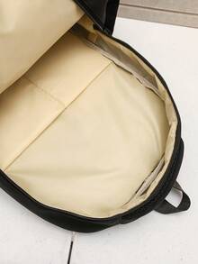 時尚簡約純色日式休閒背包，大容量適用於上下班，男性父親節禮物夏季學院背包萬能款 - 黑色 - 查看 6