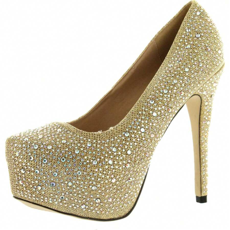 Zapatos de tacón de mujer Brillante Liso Guay Elegante Sexy - Dorado - Ver 1