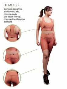 Conjunto Deportivo Set de Short y Top Leggins Ultraligeros Transpirables - Naranja - Ver 5