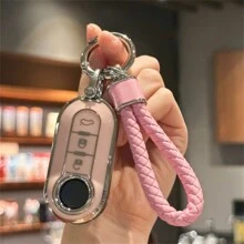 Key Fob Cover With Keyring Keychain Lanyard For Fiat 500 500L Brava Bravo Doblo Ducato Fiorino Punto Panda Palio Stilo Lancia,3 Buttons TPU Flip Key Fob Protective Cover Car Key Cover Case Car Accessories Bag Charm Backpack For School